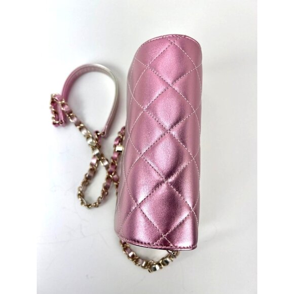 Chanel Metallic Lambskin Like a Wallet Flap Golden Pink Crossbody Bag - Picture 12 of 16